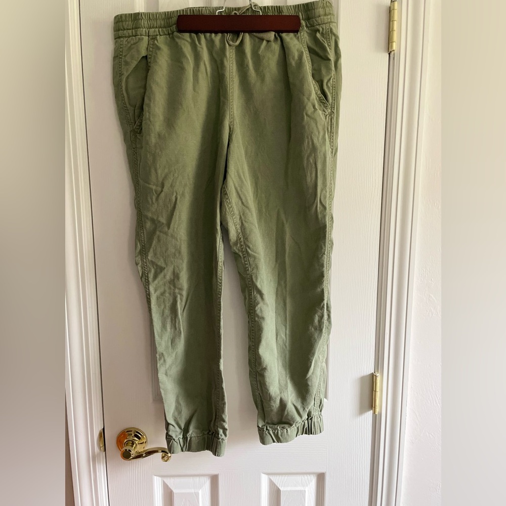 J Crew linen jogger, fatigue green, size 10